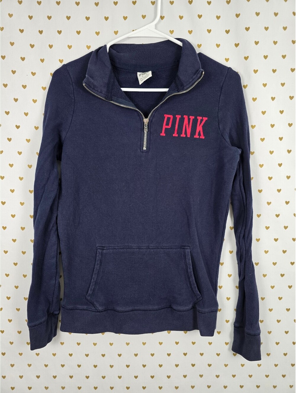 Victorias Secret Pink NFL Houston Texans Quarter Zip Blue Sweater Shirt XS